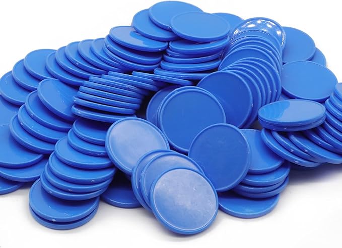 Set of 100 Opaque Plastic Learning Counters Mini Poker Chips Game Tokens with Storage Box (RoyalBlue, 1.26 Inch)