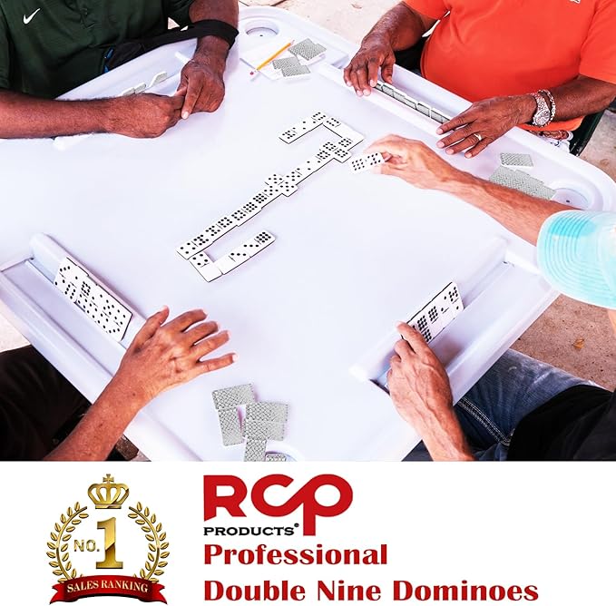 Dominos Set for Adults – Professional Double 9 Dominoes Set of 55 Tiles for Adults, Metal Spinner, Classic and Travel Board Game with Wood Case Juegos de Mesa Silver