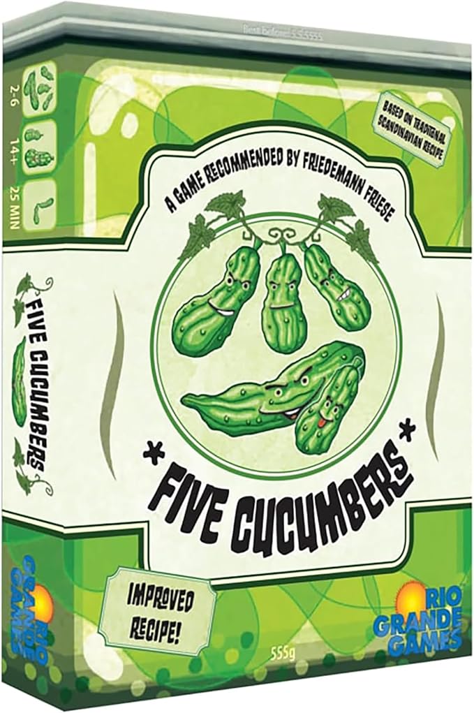 Rio Grand Games: Five Cucumbers - Trick Taking Card Game, Agurk Variant, Competitive Play, Avoid Getting The Cucumber, Ages 14+, 2-6 Players, 30+ Mins