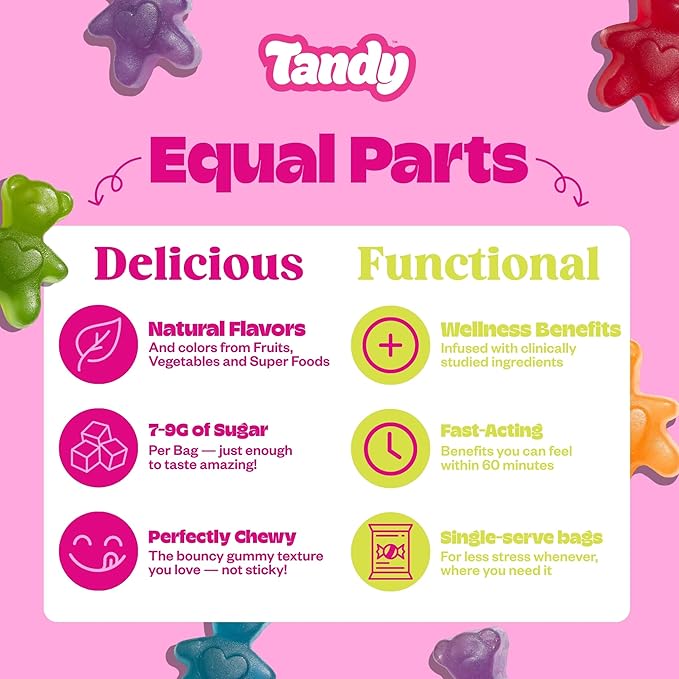Tandy Belly Bears Fiber & Probiotic Gummies I Daily Digestive Health Gummies for Gut Health with Fresh Fruit Medley Flavor I Gluten-Free Gummy Bears I Fast-Acting Dietary Supplement Gummy I 6-Pack