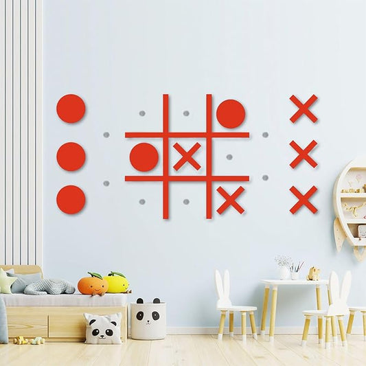 Magnetic Tic Tac Toe Wall-Mount Game,Game Room Decor,Hallway Decor,Playroom Decor,Modern Wall Decals for Kids Room,Classroom&Offices,Best Gift for Family, Friends (Orange)