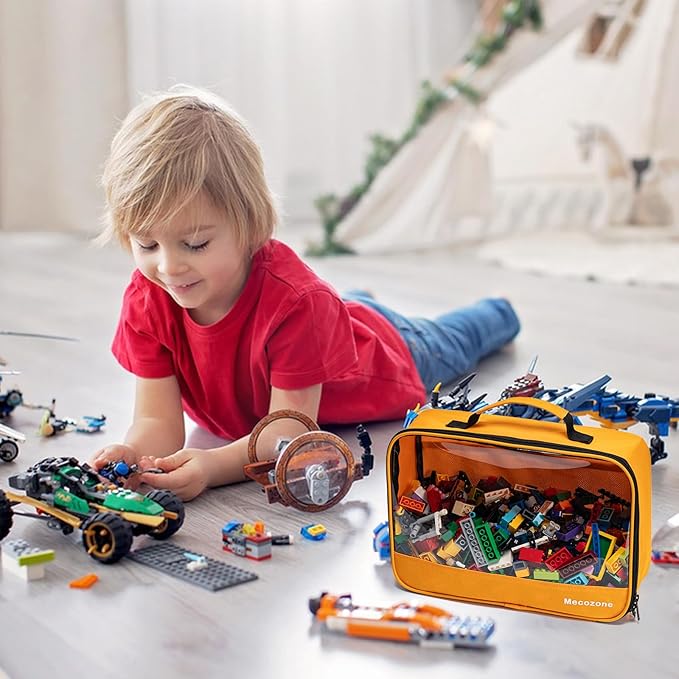 4 PCS Toys Storage Bag, Classic Bricks Building Set Storage Bag, Travel Case for Building Toys, Puzzles, Small Large Size