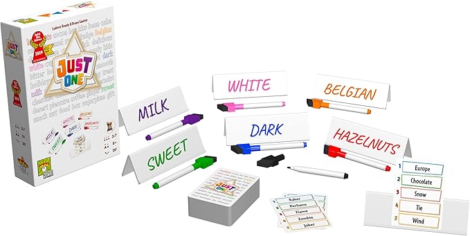 Just One Party Game (White Box) - Cooperative Word Guessing Fun for Friends and Family! Ages 8+, 3-7 Players, 20 Minute Playtime, Made by Repos Production