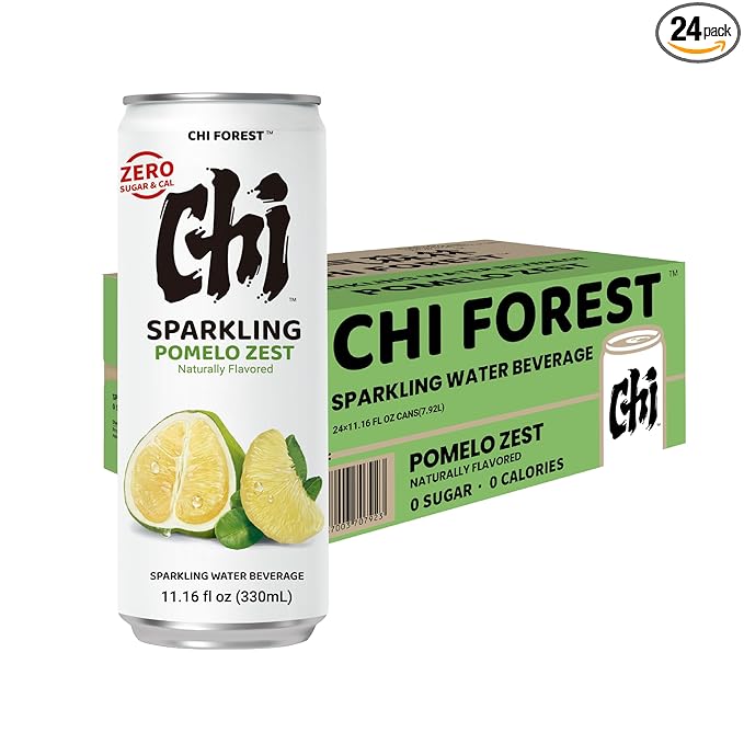CHI FOREST Pomelo Sparkling Water Beverage, Zero Sugar Drinks, Zero Artificial Flavor, 11.16 fl oz Cans (Pack of 24)