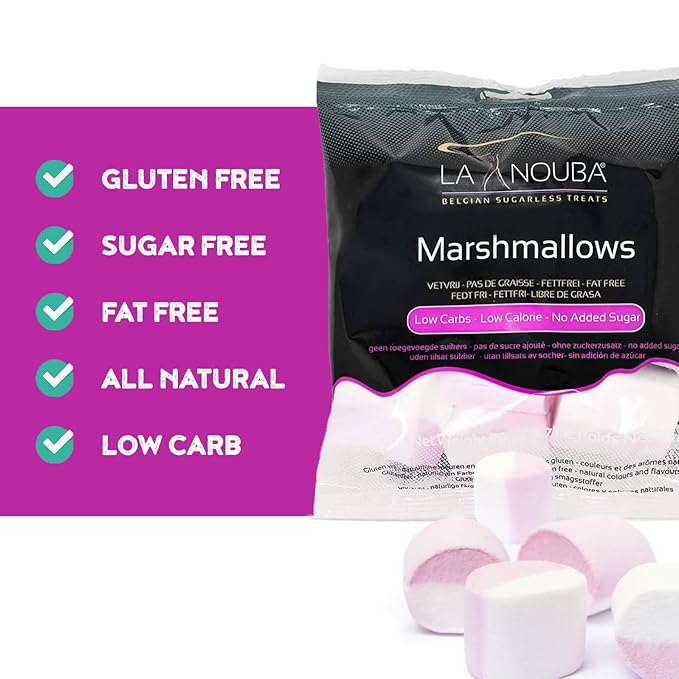 La Nouba Sugar-Free Marshmallows – 2 Value Packs – 2.7 oz. Each – Low Calorie, Low Carb, Fat-Free and Gluten Free Snack – Traditional Delicious Taste – All Natural and Healthy Marshmallows