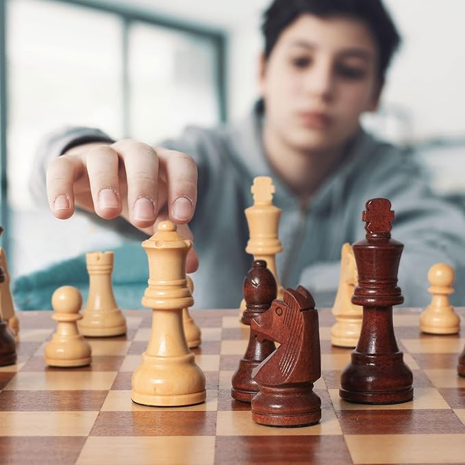 Husaria Staunton Tournament No. 5 Chessmen with 2 Extra Queens and Wooden Box, 3.5-inch Kings