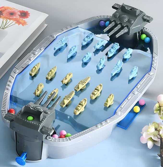 Naval Battleships Shooting Game, Tabletop Warships Shot Game for 2 Players, Battle Competitive Game for Age 6+, Fun for Family, Office, School