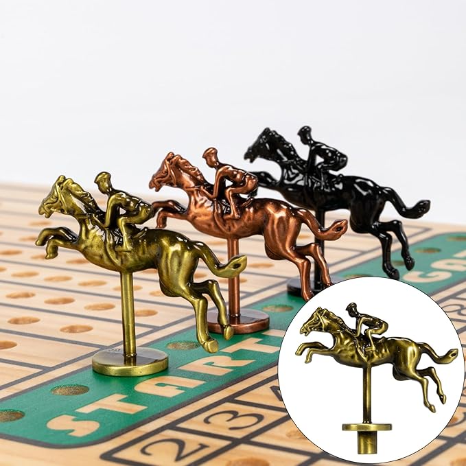 Metal Horse for Horse Racing Board Game, 5 Colors Chips, Gold×4, Rose Gold×4, Black×3