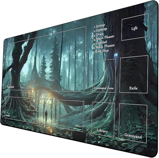 MTG Playmat, Game Play Mat for MTG TCG 24 x 14 inches Trading Card Inked Game Playmats with Storage Bag Smooth Rubber Surface Battle Game (Playmat 1)