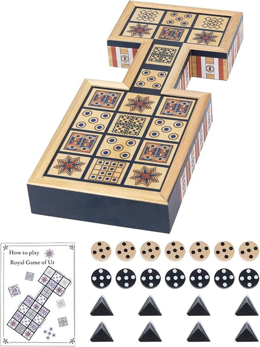 Wooden Royal Game of UR,Ancient Strategy Board Game for 2 Players,Beautifully Designed Board with Storage Drawers,Over 4500 Years Old (Orange)