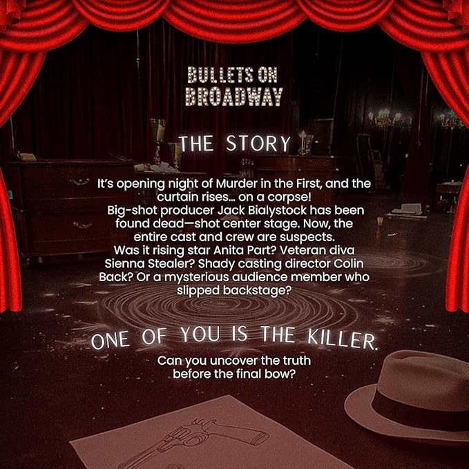 Bullets on Broadway Murder Mystery Game | Flexible 4-20+ Players | Broadway-Theme | Physical Game Kit | Updated 2025