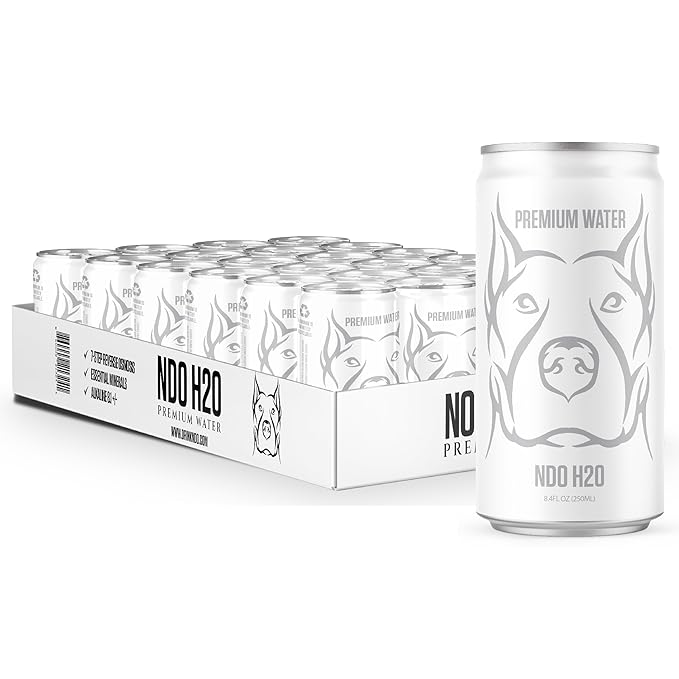 NDO H2O Premium Alkaline Water Case - 24 Pack (8.4 fl oz, Still) | Reverse Osmosis Purified Canned Water | Tested for Over 400 Impurities | pH 8.1 Balanced | Electrolytes & Minerals