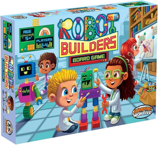 New Jumping High Fives Robot Builders Board Game - Exciting Robot Building Competition for Kids Ages 5 and Up - Children Learn New Skills While Racing to Collect Matching Tools and Parts