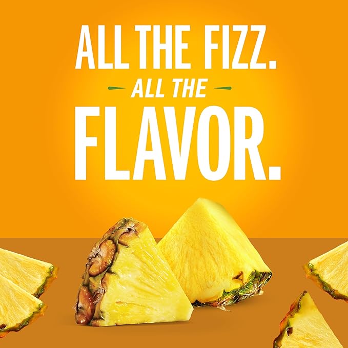 IZZE Sparkling Water Juice Beverage Blend, Pineapple, No Sugar Added, 8.4 FL OZ, 24 Cans
