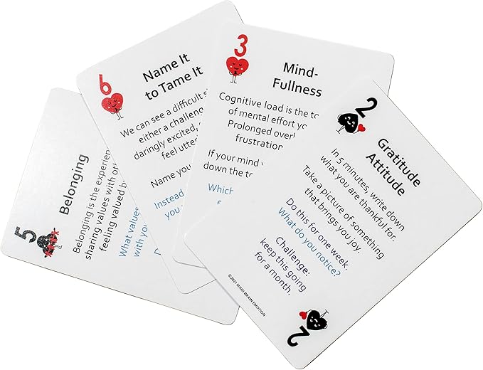 Mind Brain Emotion 52 Essential Coping Skills Cards - Self Care Exercises for Stress and Social Anxiety Relief - Resilience, Emotional Agility, Confidence Therapy Games for Teens, Adults