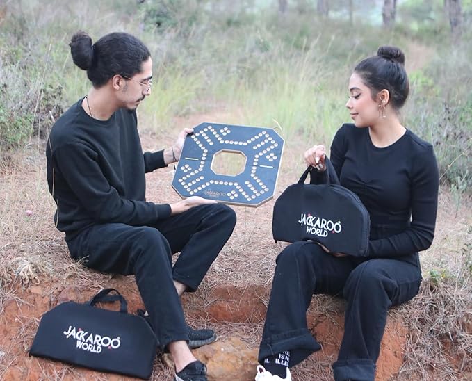 Jackaroo Board Game - 2-4 Player Cards and Marbles Board Games - Marble Strategy Game - Carbles Game - Marbles and Jokers Board Game Wooden Wahoo Game Board - Dirty marbles wood Strategy Games (Black)