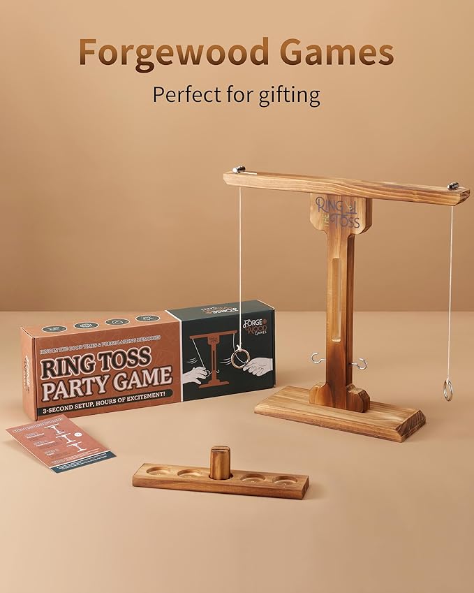 Ring Toss Game for Adults, 3-Second Instant Assembly Hook and Ring Game with Sturdy Structure, XL Size(15.8’’ X 15’’) Indoor Outdoor Holiday Party Games, Fun Family Games for Backyard, Camping, Beach