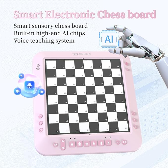 Electronic Chess Set, Board Game, Computer Chess Game, Chess Set Board Game, Electronic Chess Set Game, Chess Sets Games Lovers, for Beginners Great Partner (Pink)