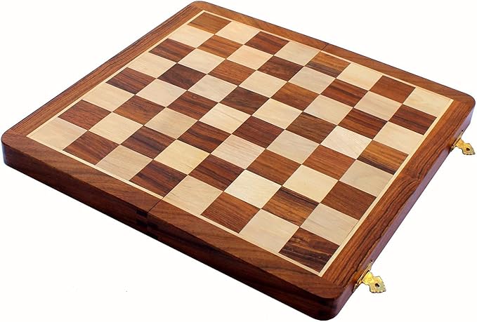 StonKraft Wooden Chess Board Without Pieces for Professional Chess Players - Appropriate Wooden & Brass Chess Pieces Chessmen Available Separately by Brand (14" x 14" - Acacia Wood)