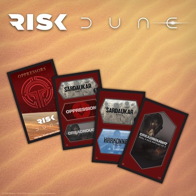 Risk: Dune Strategy Board Game, for Dune Fans, War Game Based on The Dune Movie Franchise, Official Dune Merchandise & Collectible, Ages 10 & Up, 2 or 4 Players, 60+ Minutes Play Time