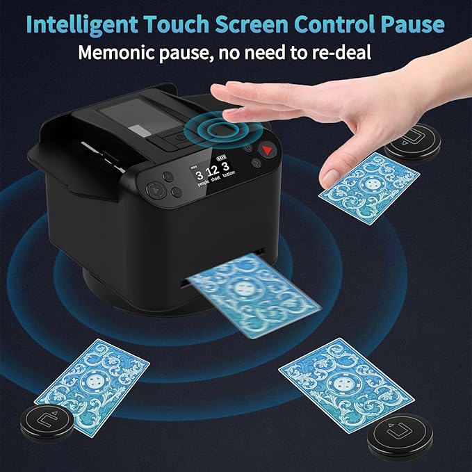 Automatic Card Shuffler and Dealer Machine，Card shuffler 2 Deck，360 °Rotating Card Dealer，Eletric Shuffling and Dealing Machine All in ONE, Ultra Quiet, Rechargeable,for Board Games and Poker Games