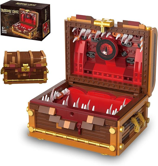 Mimic Chest Building Sets, Monster Dice Storage Box that Holds Up to 3 Polyhedral Dice Sets. Ideal for Dragons Board Game Gifts for Adults and Kids, Compatible with Lego Sets, 531pcs