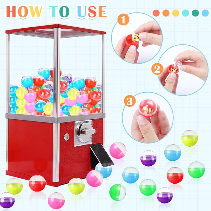 Sosation 150 Pcs 1.1 Inch Gumball Vending Machine Capsules Plastic Containers Toy Empty Round Capsules for Prizes Party Favors
