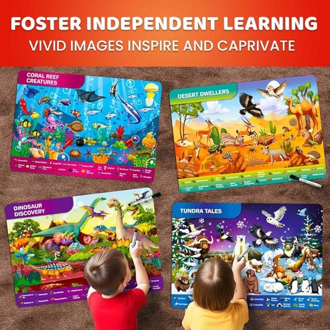 QUOKKA Busy Book Handwriting Practice for Kids - Search & Find - Activity Cards for Kids 3-8 – Reusable Mats with Dry-Erase Marker, Explore 20 Topics, Road Trip Activities, and Travel Games