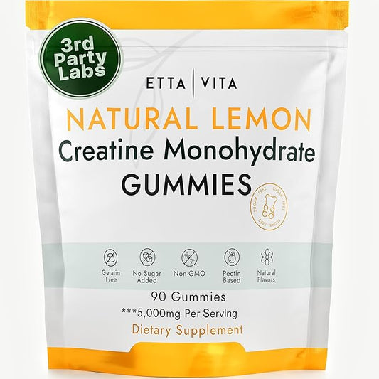 Sugar-Free Creatine Monohydrate Gummies 5gram per Serving, Potent Creatine Gummies for Men & Women, Supplement for Muscle Support, Cellular Energy & Cognitive Function, Gluten-Free