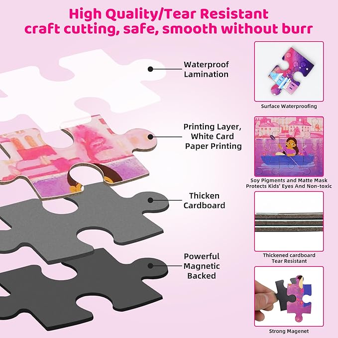 Puzzles for Kids Ages 4-6 Girls 120 Pieces Two-Book Travel Puzzles for Kids 3-5 Airplane Car Road Trip Activities Games Toys 3 4 5 6 7 8 Year Old Girls Gift