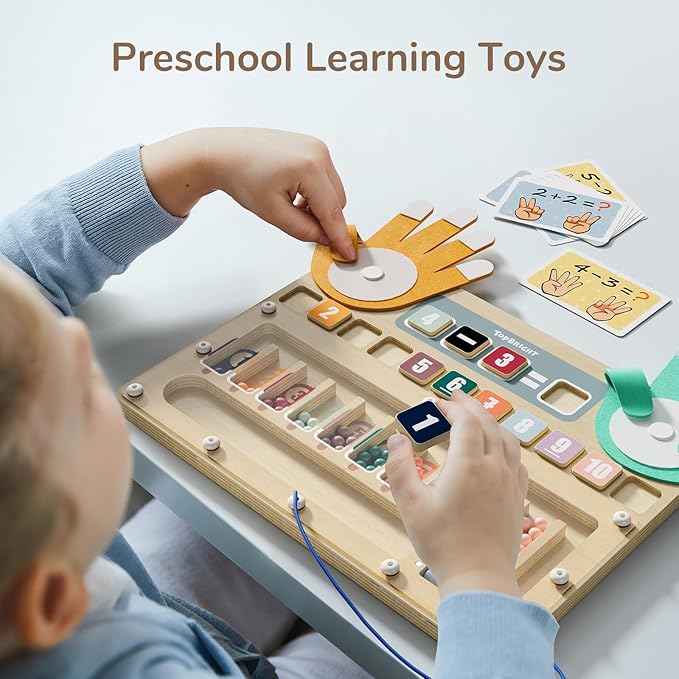 TOP BRIGHT Finger Math Addition & Subtraction Toys for Kids, Interactive Magnetic Beads Sorting Matching Learning Game for Ages 3 4 5+ Year, Educational Toys Gift for Preschoolers