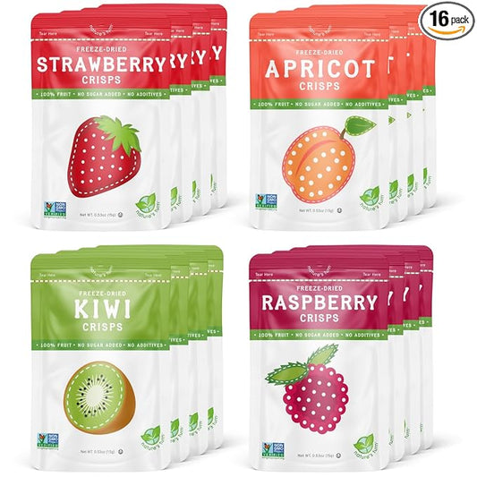 Nature’s Turn Freeze-Dried Fruit Crisps – Healthy, Gluten-Free, Crispy & Delicious, Plant-Based Snack, Ideal for Cereal, Smoothies, School Lunches, & On-the-Go, Sour Variety, Pack of 16 (0.53 oz Each)