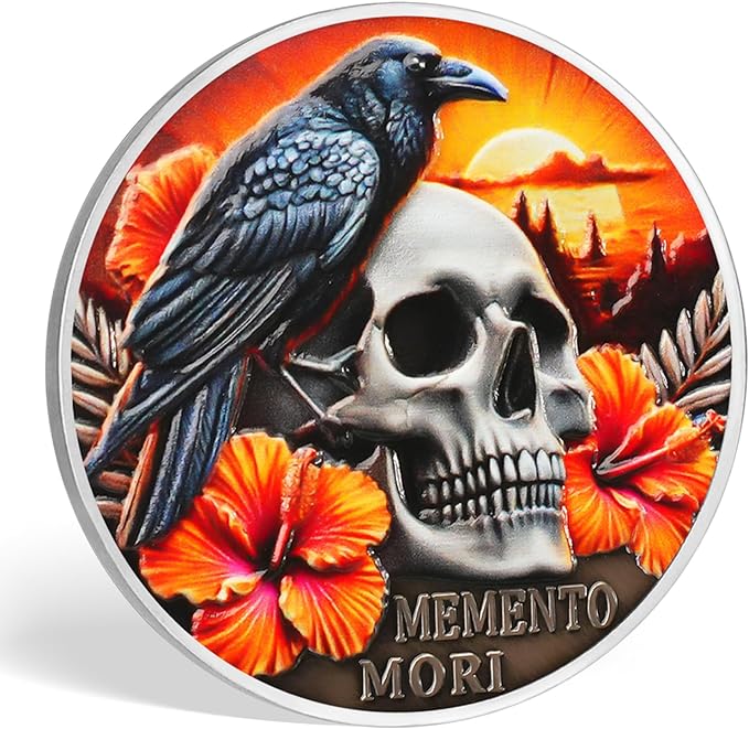 Memento Mori Coin Momento Mori Coin Skull Coin Stoic Gifts Memento Mori Calendar Living Memento Mori Amor Fati Coin (Twilight Raven Skeleton)