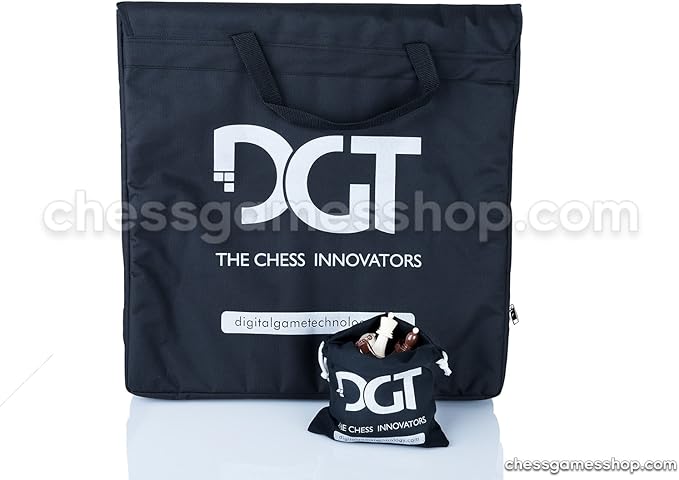 DGT Chess Carrying Bag Black for Board, Pieces, Clock and Accessories - Suitable for e-Boards or GO Game to - Black