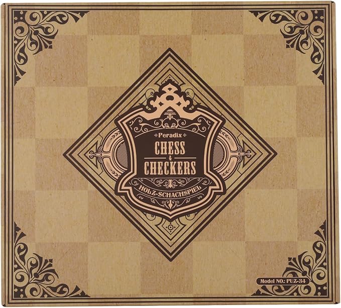 Peradix Magnetic Chess Checkers Board Sets with 2 Built-in Storage Drawers,12.8" Classic 2 in 1 Wooden Games with 2 Extra Queens for Kids and Adults,Travel Portable Chess Game Set