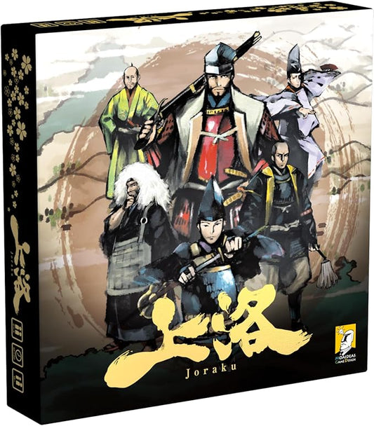 Joraku Deluxe — by Moaideas Game Design | Strategy and Tactics in Feudal Japan | Includes 40 Wooden Samurai Meeples | Trick-Taking Meets Area Control | 2-4 Players | 20-40 Minutes