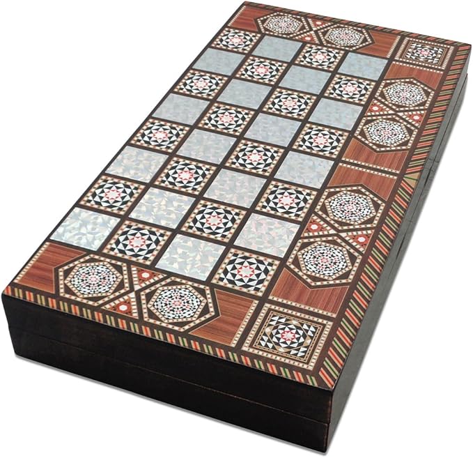 Star Turkish Classic Backgammon Board Game - 19 inches, Magnetic Closing Mechanism, Folding Board, Strategic Game, Family and Friend Fun, Portable Travel Set, Solid Wood Case, Scratch Resistance
