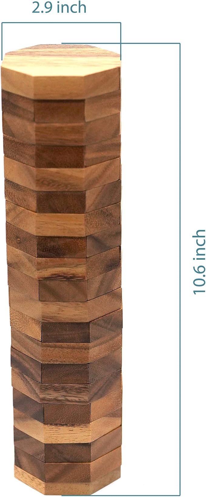 BSIRI Octa Tumbling Tower Game - Wooden Stacking Game, Outdoor Games for Adults and Family, Ideal for Game Night, Home Decor for Living Room, Classroom, Office