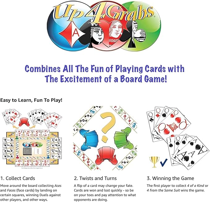 Up 4 Grabs – The Wild Card-Playing Board Game Packed with Twists and Turns – Classic Family & Adult Game Night Fun