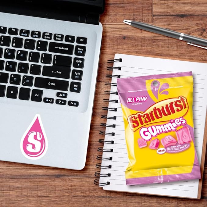 STARBURST Gummies All Pink Gummy Candy, 5 oz Bag (Pack of 12)