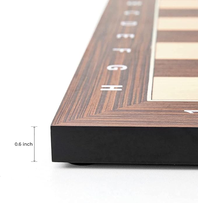 Woodronic 16" Chess Board, Cassia Siamea and Maple Wooden Tournament Chessboard with 1.6" Squares, Ideal Gifts for Professional Chess Players