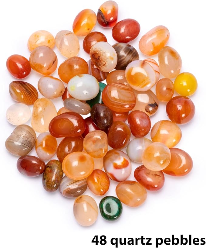 Yellow Mountain Imports Mancala Set with 17.3-Inch Solid Wood Board and Quartz Pebble Playing Pieces