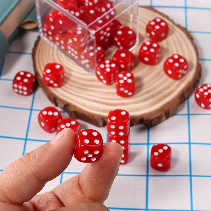 36 Pieces 12mm 6 Sided Mini Dice Set,D6 Game Dice Set,6 Sided Standard Game Dice for Board Games Dice Games Classroom Teaching Dices Game, with Portable Gaming Box(Red)