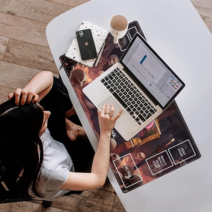 Playmat with Zones for MTG Card Game Playing, 24"x14" Commander Deck Gaming Desk Duel Mat for Beginner, Queen of Death