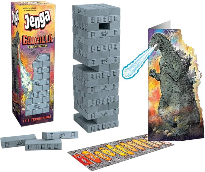 Jenga: Godzilla Extreme Edition | Based on Classic Monster Movie Franchise Godzilla | Collectible Jenga Game | Unique Gameplay Featuring Movable Godzilla Piece