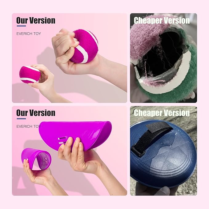 EVERICH Upgraded Toss and Catch Ball Game Set - Indoor and Outdoor Games for Kids 3-12, Beach Sand Pool Water Toy Includes 2 Paddles 2 Sticky Balls, Great Birthday Easter Gifts for Boys Girls