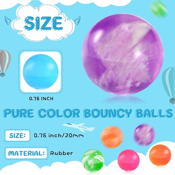 Leitee 500 Pcs Bouncy Balls Bulk, 0.78 Inch/ 20 mm Small Neon Swirl Bouncing Balls for Vending Machine, Kids Birthday Party Favors and Class Prizes
