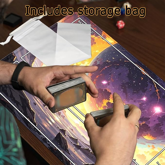 MTG Playmat- Stitched Edges Forest TCG Playmat-Non-Slip Landscape Play Mat Smooth Surface Rubber Base Board Game Mousepad 24x14 inches for Trading Card Game Playing with Storage Bags