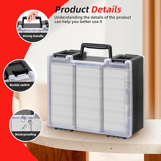 Brappo Trading Card Storage Box for 3200+ Double Sided Card Deck Case, compatible MTG and TCG and Sport Cards etc game cards.(Excluding cards) (Black)