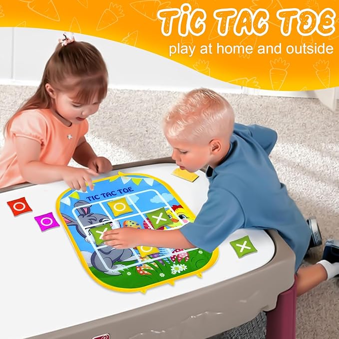 Outdoor Games for Kids Ages 1-10, 3-in-1 Bean Bags Toss Party Games with Cornhole Game & Tic-Tac-Toe | Outdoor Indoor Toys, Family Party Game Toy Present for Girls Boys Birthday